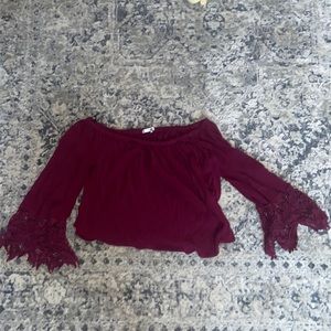 Cropped Quarter Sleeve Off the Shoulder Blouse!!